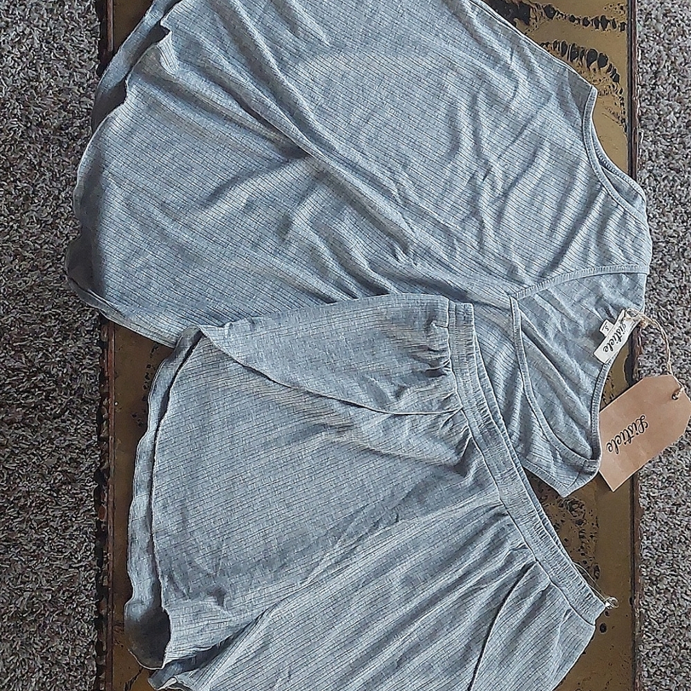 Listicle ribbed tank & tulip shorts set